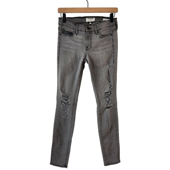 Frame Denim Grey Stretch Skinny Jeans Le Skinny de Jeanne Jegging Women's 27 - Picture 2 of 9